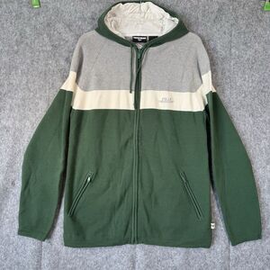 Rocawear Sweater Mens Large Green Striped Knit Hooded Zip Hip Hop‎ Vtg Y2K 90s